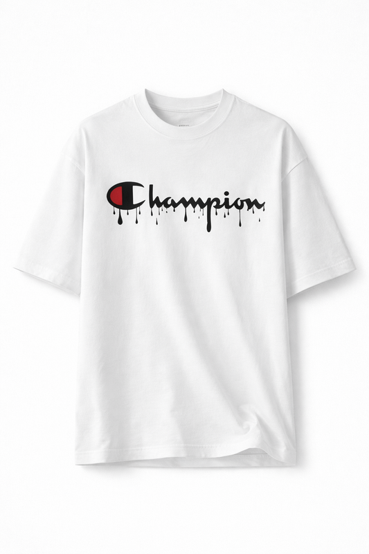 Champion Drip Logo Oversized White T-Shirt”